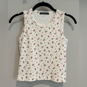 Brandy Melville White Ditsy Floral Tank Top, Size Small, EUC